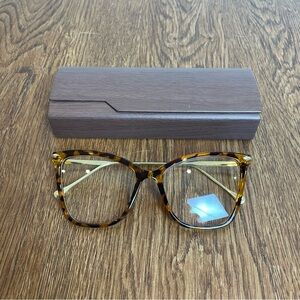 Tortoiseshell Square Frame Women's Bluelight Glasses - Amber Brown